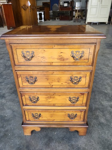 Small antique repro - yew, side