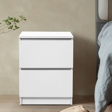 2 Drawer White Bedside Storage