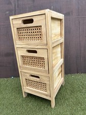 Wood & Cane 3 Drawer Unit