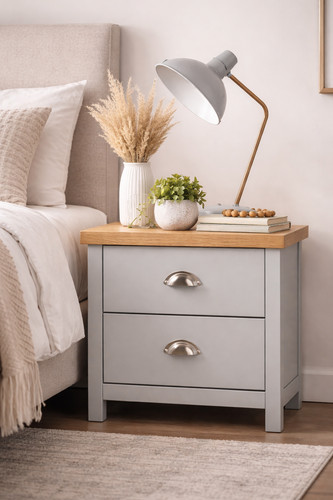 Drawer oak bedside cabinet - drawer,