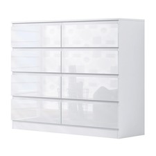  White Gloss 8 Drawer Chest of